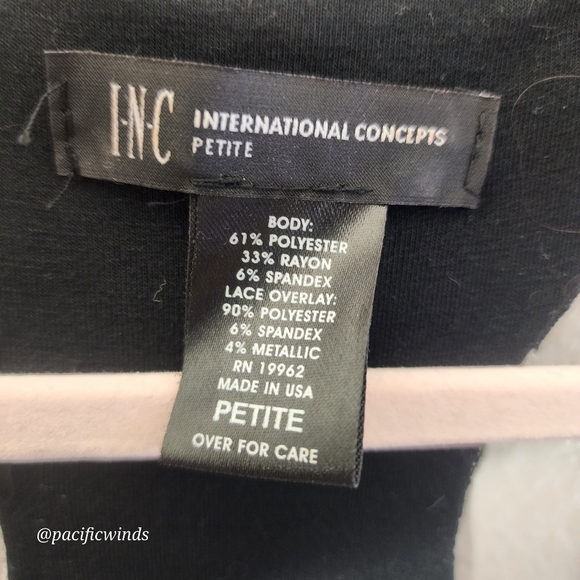 LACE OVERLAY INC INTERNATIONAL TOP WITH SPARKLE THREAD ACCENT SIZE XS - … c - Picture 4 of 8